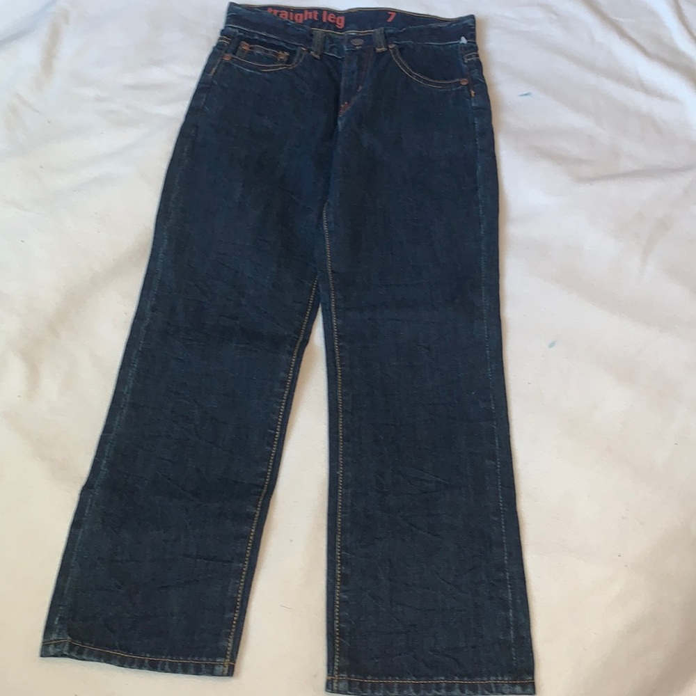🆕 new Crewcuts size 7 boys dark denim jeans straight leg adjustable